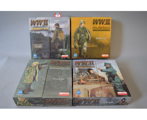Four DiD Corporation 1:6 scale WWII German soldier action figures: 6.SS Gebirgs Division 'Nord' 'Georg Sander'; Wehrmacht Hee