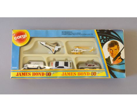 James Bond 007. A boxed Corgi Juniors 3082  'James Bond' five piece Gift Set containing DB5, Jaws Van, Shuttle, Helicopter an