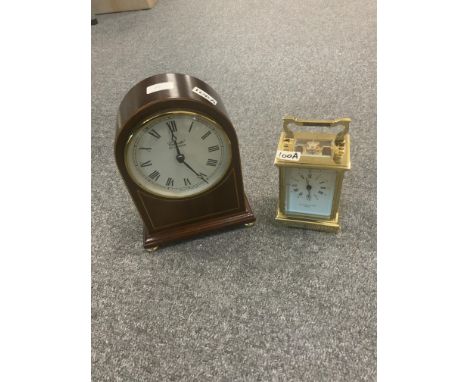 TAYLOR &amp; BLIGH CARRAGE CLOCK REPRODUCTION TAYLOR &amp; BLIGH LONDON BRASS CARRAGE CLOCK TOGETHER WITH REPRODUCTION MANTLE