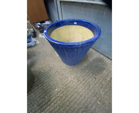 LARGE BLUE GLAZED GARDEN PLANTER