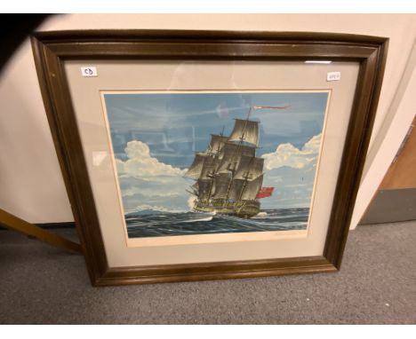 LITHOGRAPH BY DAVID LINTON 1979 - LAND FALL TAHITI