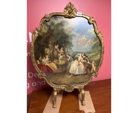 REPRODUCTION PAINTED FIRE SCREEN. 29"(H) x 21"(W)