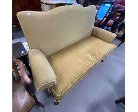 QUEEN ANN STYLE 2 SEATER SOFA UPHOLSTERED IN MUSTARD FABRIC