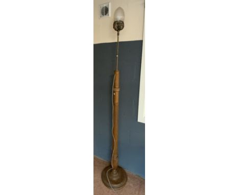 TORCHIERE WITH BRASS LIGHT LATE 19TH CENTURY CONVERTED TO ELECTRICITY. 83"(H)