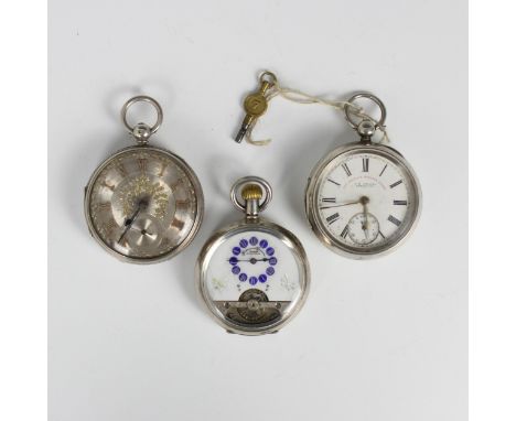 A Victorian silver open faced pocket watch, the silver coloured dial with Roman numerals and subsidiary dial to 6 o’clock, st
