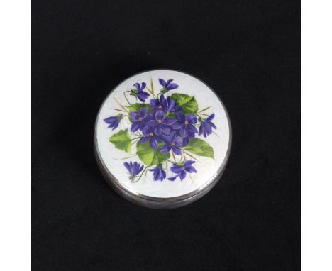 An Edwardian silver and guilloche enamel box, RH Halford and Sons, London 1905, the circular cover decorated with guilloche e
