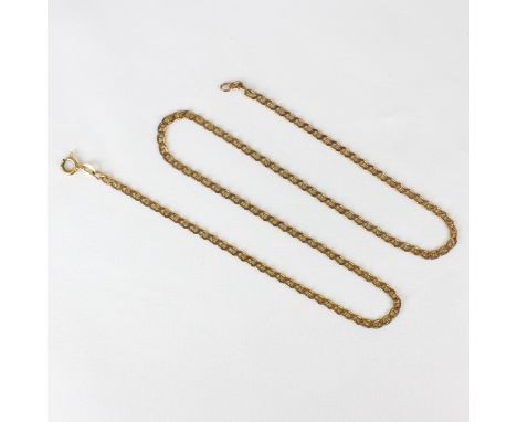 A 9ct yellow gold chain, the stylised curb link chain with bolt ring fastening stamped with import marks, 44.5cm long, 6.5gms