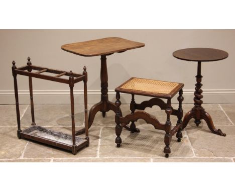 A 19th century mahogany tripod table, the circular top upon a barley twist pedestal and three cabriole supports, 70cm H x 47c