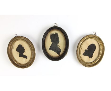 English School (18th century),A pair of portrait silhouettes,Titled to the reverse 'John Edwards,March 29 1789' and 'Mrs Edwa