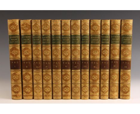 Gibbon (Edward), THE HISTORY OF THE DECLINE AND FALL OF THE ROMAN EMPIRE, 12 vols, 3/4 leather, marbled boards, gilt embossed