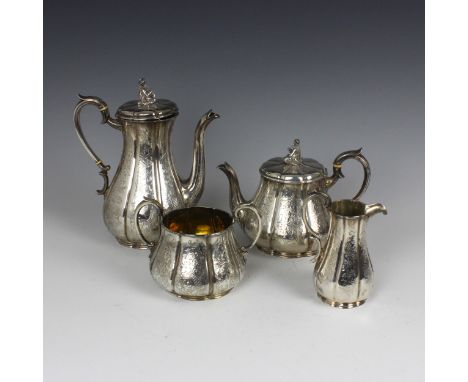 A Victorian silver tea and coffee service, Benjemin Smith III, London 1845, comprising coffee pot, teapot, milk jug and sugar