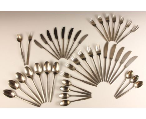 A selection of modernist stainless steel cutlery by Dansk Design of Finland, mid 20th century, comprising: six dinner forks, 