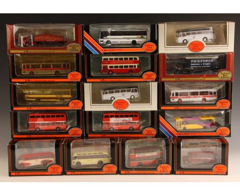 Sixty eight Gilbow Exclusive First Editions 1:76 scale die-cast model buses and coaches, and Gilbow Railway Collection 00 gau