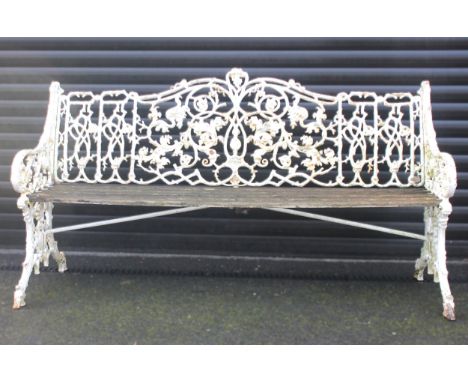 A Coalbrookdale cast iron garden bench, Rustic pattern No. 78766, modelled as entwined vines, cast with a registration lozeng