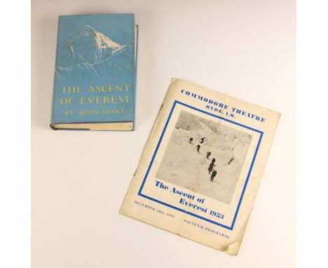 EVEREST INTEREST: A 'The Ascent Of Everest 1953' souvenir programme signed to the cover by Sir Edmund Hillary K.B.E at the Co