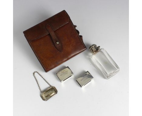 An Asprey &amp; Co Ltd silver match box sleeve, Birmingham 1988, engraved 'Geraldine, 5.9.1988' 4.5cm long, with further smal
