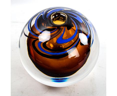 ERIKA LAGERBIELKE for ORREFORS SWEDEN - glass sphere, Merridanus-South Desert, from the series Four Weathers, fully signed to