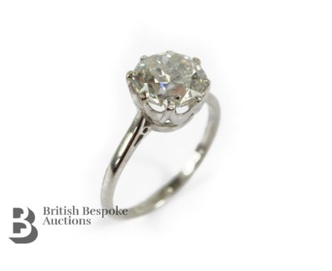 Vintage platinum diamond solitaire ring. The ring set with an old-cut 2.2 cts diamond, size N, colour G/I, approx 3.49 gms.Ju