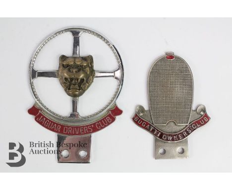 A classic Jaguar Drivers' Club car badge, chrome plated and red enamel full member's Jaguar Drivers' Club with attractive Jag