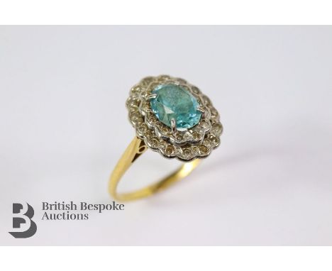 Antique 18ct yellow gold and appatite ring. The ring set with an appatite approx 9 x&nbsp; 7mm on a stepped platform set with