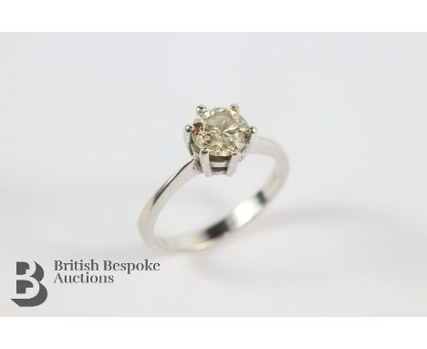 18ct white gold solitaire diamond ring. The ring set with 94 pts of dias, size O, hallmarked 750, Birmingham hallmark, mm AW,