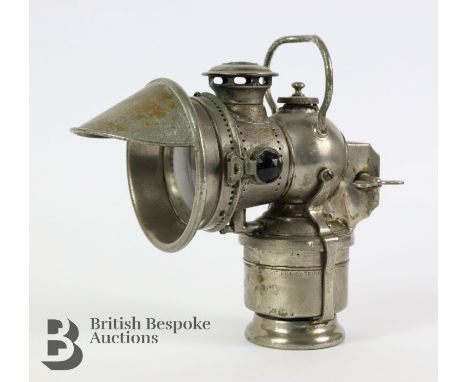 A Joseph Lucas Ltd. self generating 319 Motor Acetyphote motorcycle lamp, measures approx. h 20 cms.
