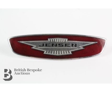 &nbsp;An original Jensen classic sports car nose cone front badge, chrome plated with crimson red enamel and the Jenson logo 