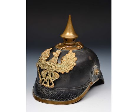 German picklehaube  with eagle helmet plate marked FR and brass mounts
