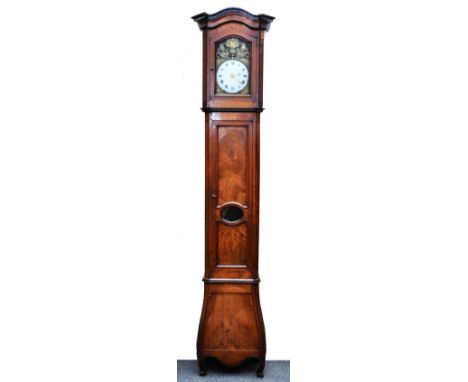 A French Comptoise longcase clock with white enamel convex Roman dial signed L.dre Clement h.ger de la marine a Rochefort, st