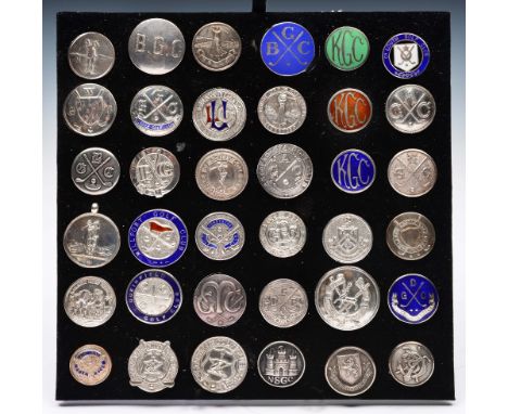 (Of golfing interest) Collection of thirty six gold club medal buttons including ten enamel set, Indian including Pakistan mo