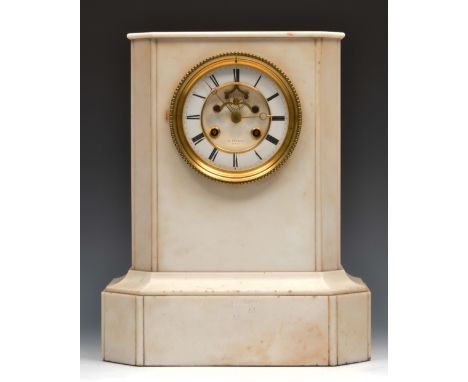 A 19th Century French mantel clock, the two piece white enamel dial with Roman numerals signed H Rochat, Paris, with visible 