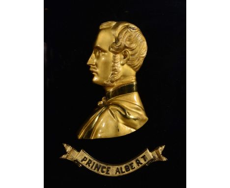 Victorian gilt metal relief portrait bust of Wellington in a rosewood frame, including Prince Albert,  and Van Dyke the Great