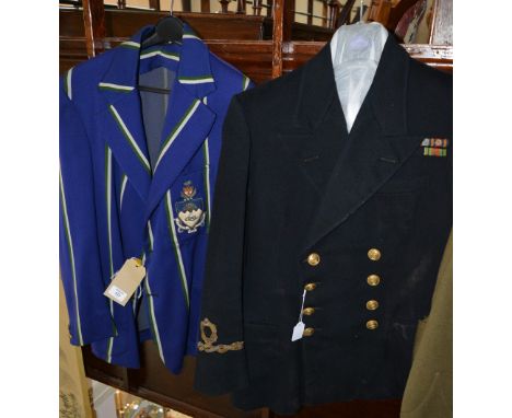 Naval dress coat and a blue striped school blazer with motto Arduous Solem Ad