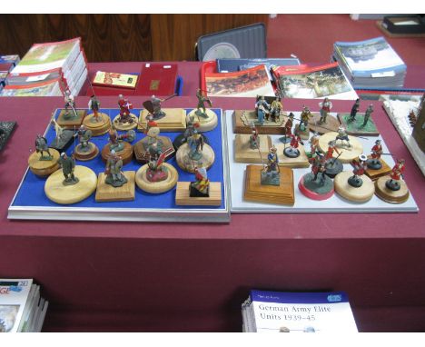 Thirty-FiveWhite Metal and Plastic Military Figures, approximately 1:32nd scale, predominantly handpainted and depicting mili