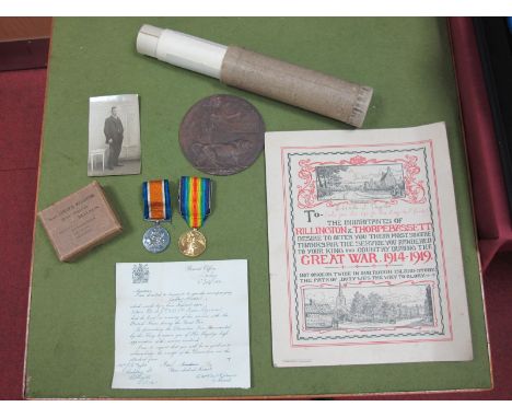 WWI Pair of Medals, consisting of War and Victory medals to: 36940 Private C.J. Taylor Essex Regiment; together with his bron