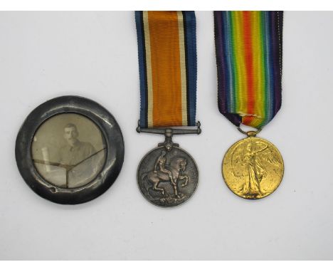 WWI Pair of Medals, consisting of War and Victory Medals, to M2-193346 Private J. Hudson Army Service Corps with small framed