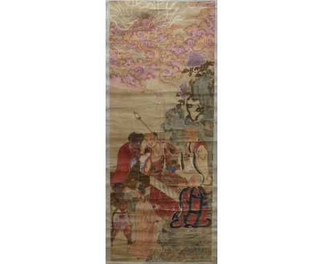 Chinese School, 19th century, two scroll paintings of luohans