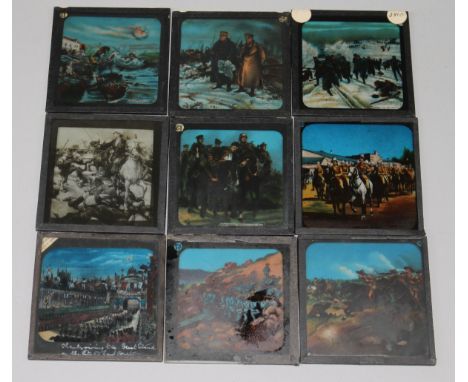 Nine magic lantern Boer War and World War I slides