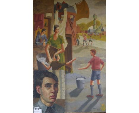 Ronald E. Brownoil on canvasChildren asking for money for the funfair signed and dated 193730.5 x 20in., unframed and a self 