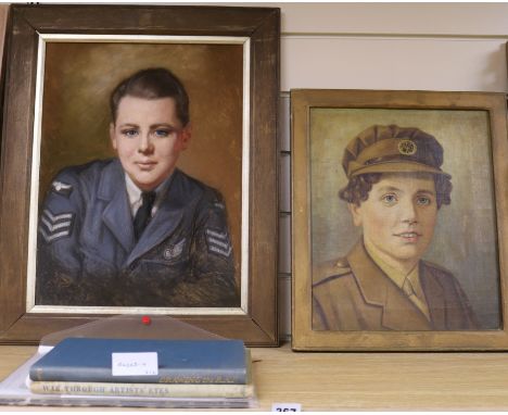 English Schooloil on canvasPortrait of an ATS Girl Indistinctly signed and dated 194614 x 11.5in. and a pastel portrait of an