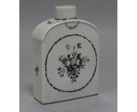 A Chinese Export tea caddy painted en giselle with flowers