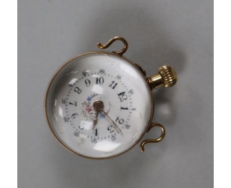 A yellow metal mounted globe pendant watch, inscribed "Grace" en verso, 32mm.