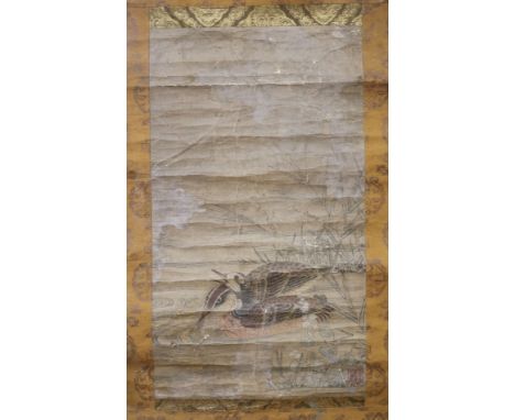 Chinese School, 18th/19th century, scroll painting of two ducks