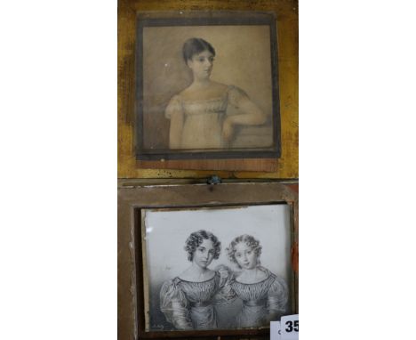 J. Notzpencil on paperMiniature study of Margaret and Fanny Way as children,inscribed verso and dated 1829 and stating by J. 