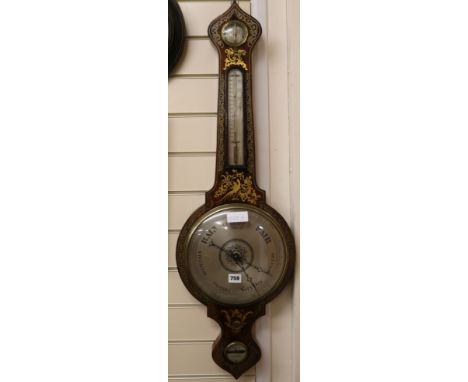 A Victorian rosewood and gilt wheel barometer, W.30cm