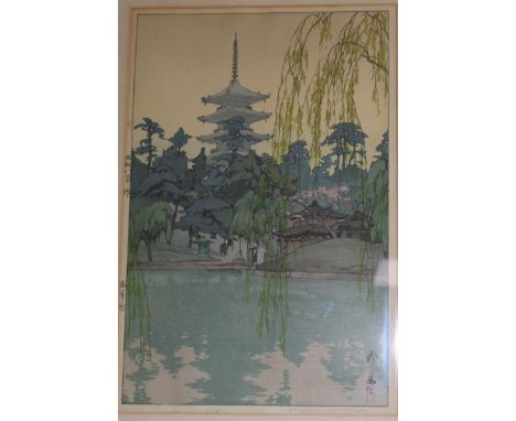 Hiroshi Yoshidawoodblock print"Sarusawa Pond" c.1930signed in pencil15 x 10in.