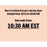 Sale pushed to 10:30 AM due to Bidspotter technical issues (Cloudflare network outage - RESOLVED)