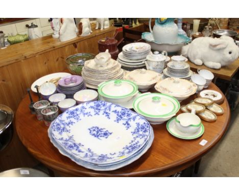 A large quantity of various china to include Art Deco design tureens; a pair of Copeland and Garett late Spode "New Fayence" 