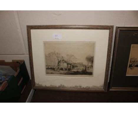 Leonard Russell Squirrell, pencil signed etching "An Essex Lock Evening, Chelmsford"