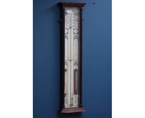 Early 20th century American Admiral Fiztroy mercury barometer in mahogany case, H96cm CLOCKS & BAROMETERS - as we are not a r